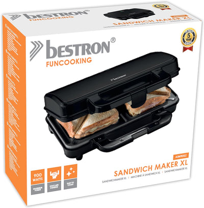 Bestron XL Sandwichmaker, Antihaftbeschichteter Sandwich-Toaster für 2 Sandwiches, inkl. automatisch