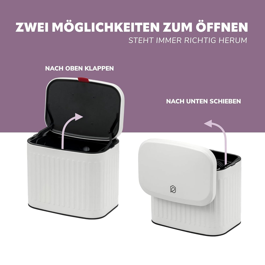 eluno Abfalleimer, Küchenmülleimer mit Schiebedeckel zum Hängen, Stellen oder Kleben, 3 Liter Fassun