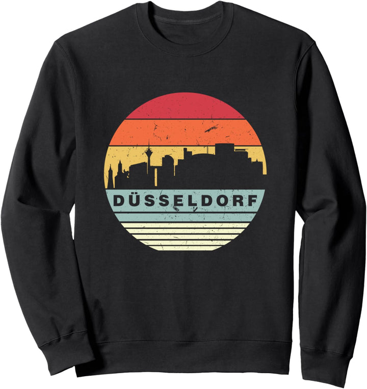Retro Vintage Düsseldorf Skyline-Silhouette Sweatshirt