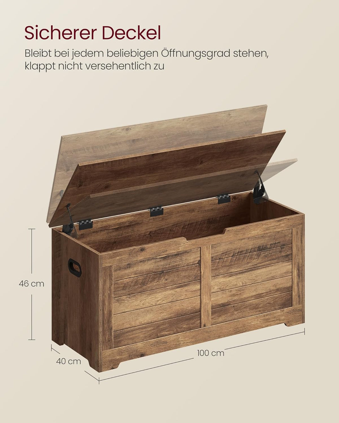 VASAGLE Schuhbank, Sitzbank mit Stauraum, Sitztruhe mit 2 Sicherheitsscharnieren, Aufbewahrungsschra