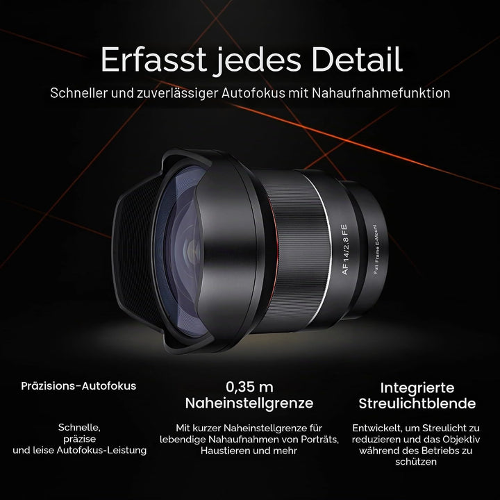 Samyang 14 mm F2.8 AF Weitwinkel, Autofokus-Objektiv für Canon EF