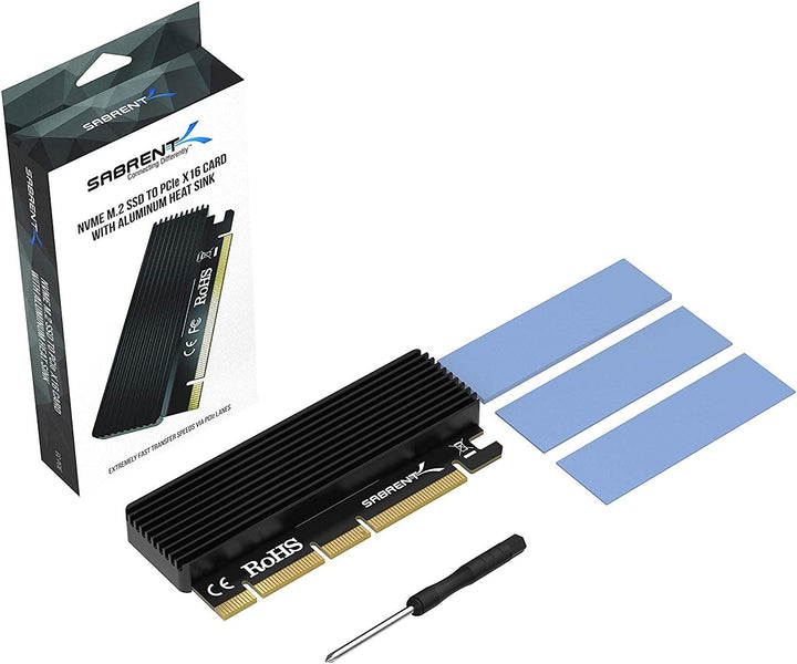 Sabrent M.2 SSD NVMe PCIe Adapter mit Aluminium Kühlkörper und Wärmeleitpad, für SSD 1TB, SSD 2TB, S