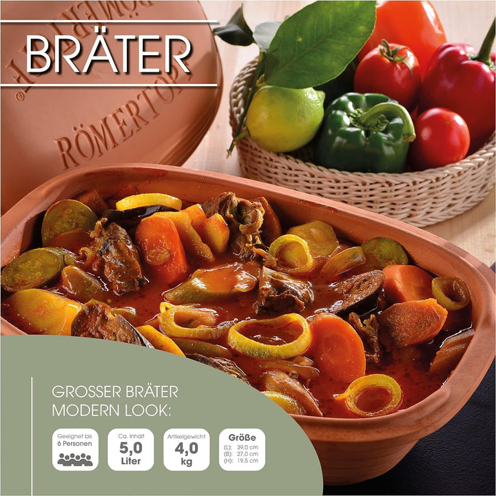 Römertopf Bräter Modern Look Keramik Tonbräter 4 Liter