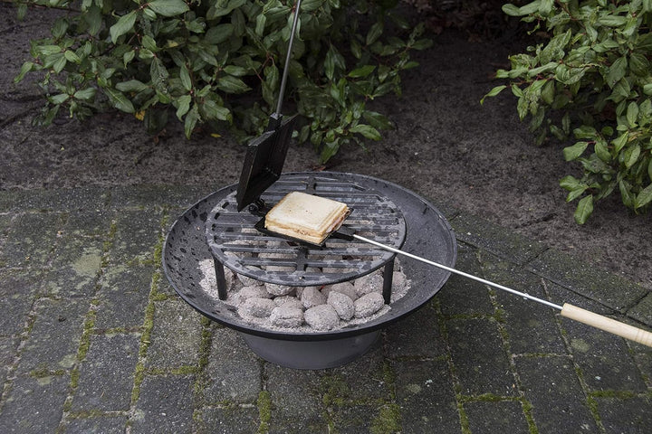 Rivanto® Toasteisen aus Metall, mit Holzgriff, Ø 13,7 cm, Länge 77,5 cm, für Picknick/Camping/Pfadfi