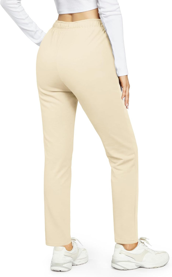 OUGES Jogginghose Damen Sporthose Lang Hose Baumwolle Freizeithose Trainingshose mit Taschen für Fra
