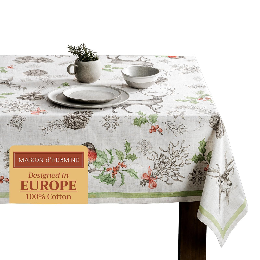 Maison d' Hermine Christmas Dew 100% Baumwolle Tischdecke für Küche | Abendessen | Tischplatte | Dek