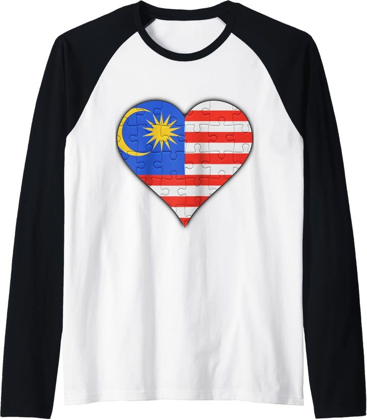 Malaysia Malaysische Flagge Herz Raglan