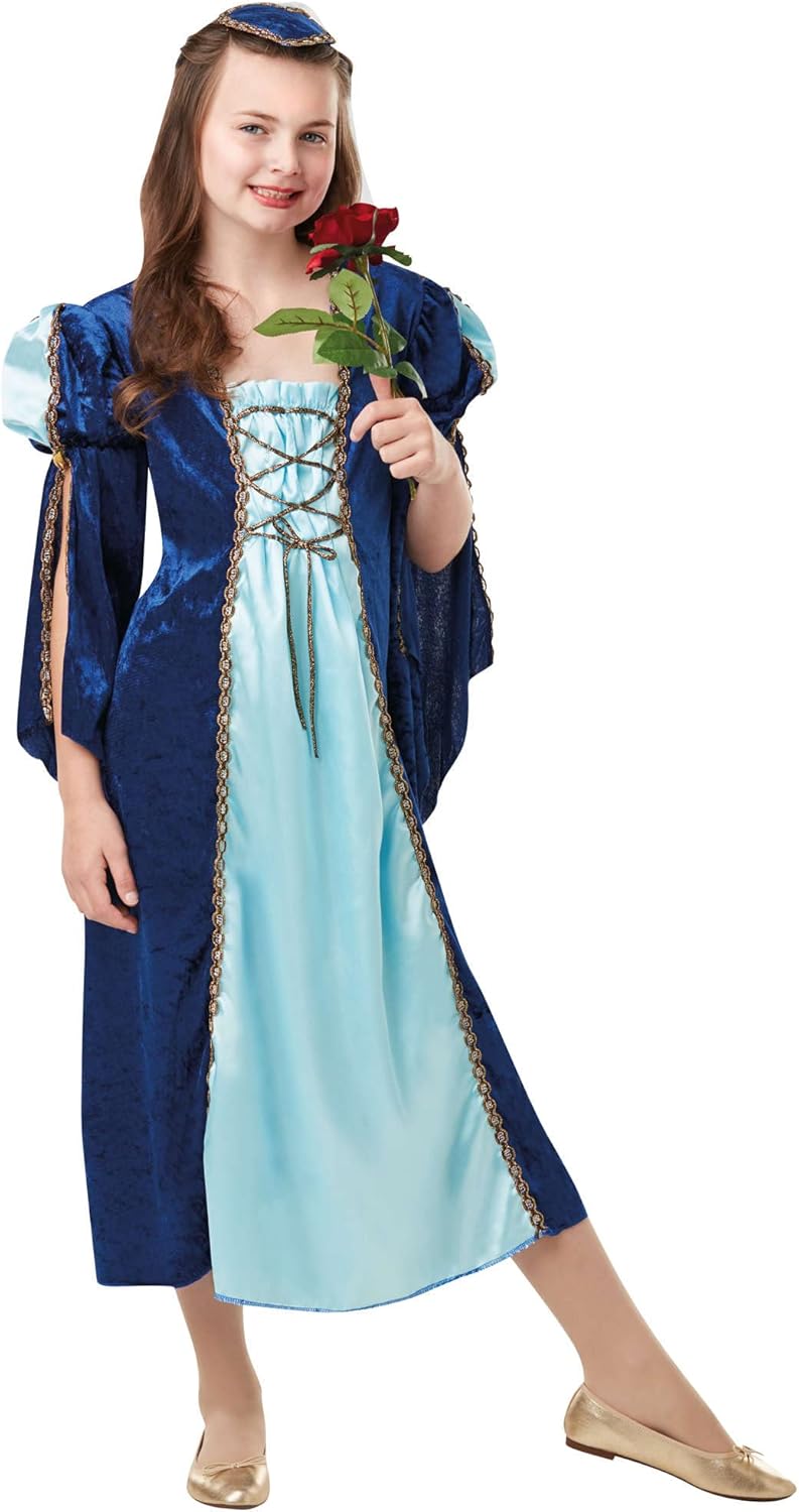 Fancy Me Mädchen Lang Mittelalterlich Lady Marian Juliet Tudor Historisch Kostüm Kleid Outfit - Blau