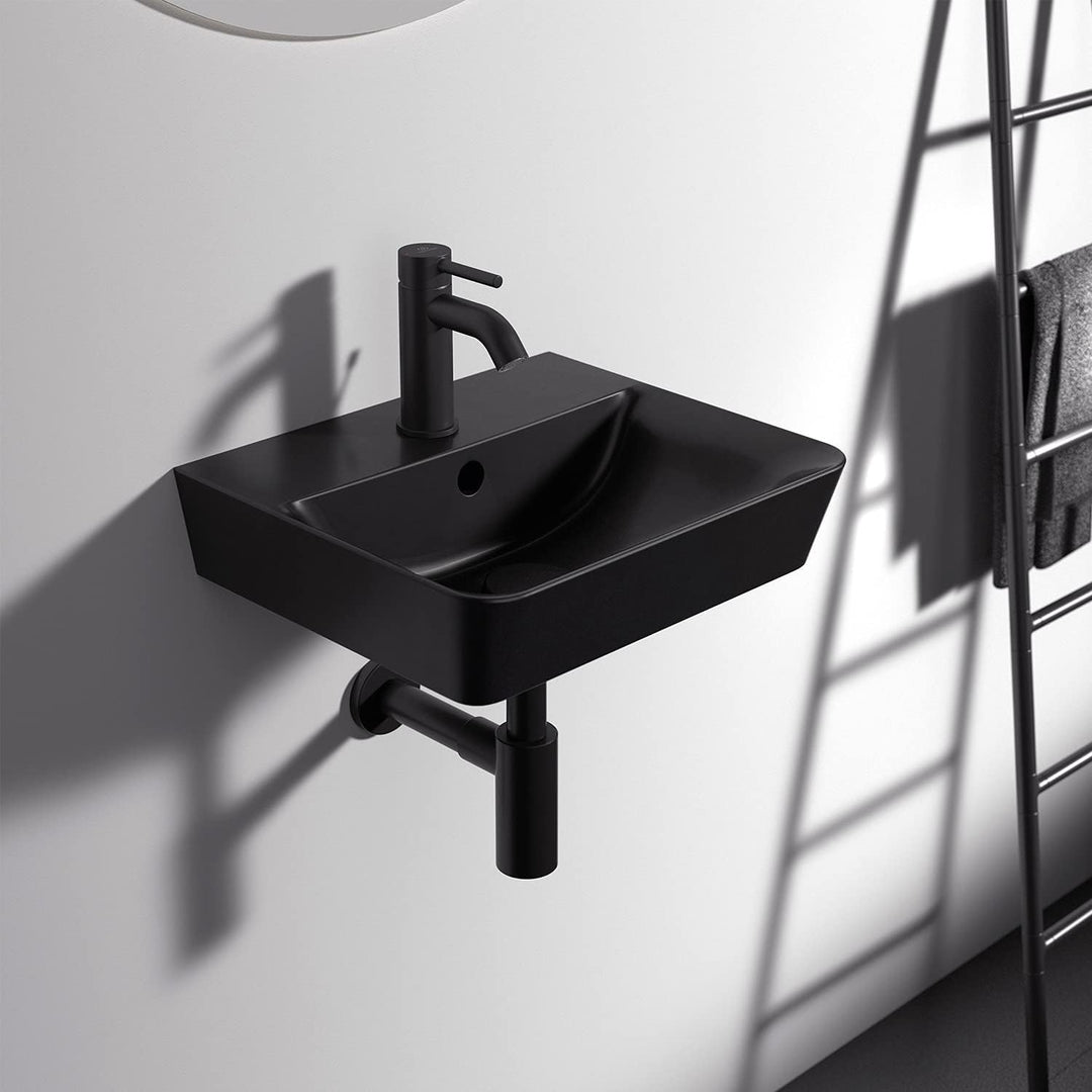 Ideal Standard BC193XG Ceraline Waschtischarmatur H75 mit Zugstangen-Ablaufgarnitur, Ausladung 10 cm