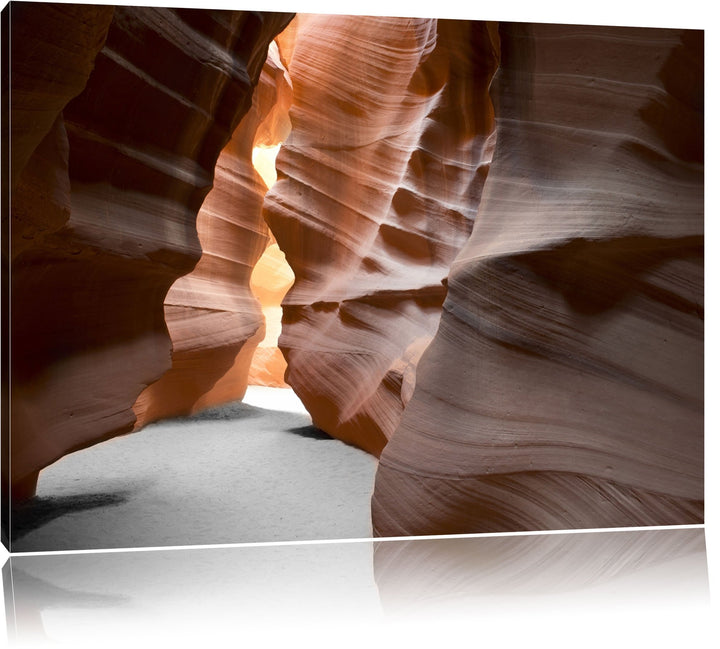 Durchgang im Antelope Canyon schwarz/weiss Format: 100x70 auf Leinwand, XXL riesige Bilder fertig ge