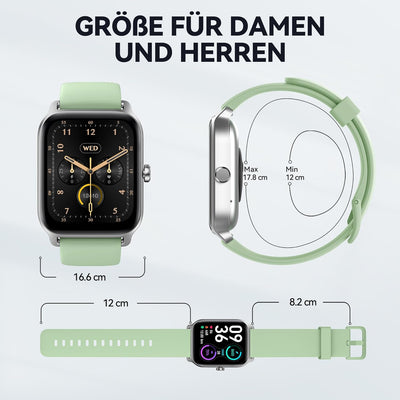 Smartwatch (Anrufe tätigen und empfangen), 1.8" Smartwatch Damen mit Alexa integriertem Herzfrequenz