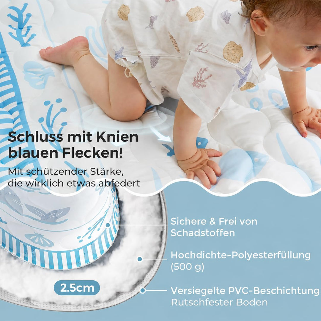 Momcozy Spielmatte Baby für den Boden, 127x127 cm verdickte Krabbeldecke, Spielunterlage für Baby Ba