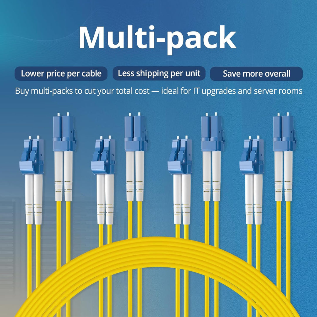 10Gtek [4 Stück] LC zu LC OS2 Singlemode Duplex 0.2-Meter, LWL Glasfaser Patchkabel Fibre Optic Patc