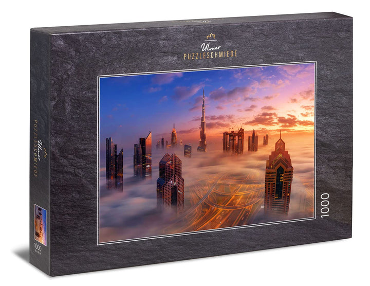 Ulmer Puzzleschmiede - Puzzle „Dubai erwacht“ - Klassisches 1000 Teile Puzzle mit modernem Städte-Mo
