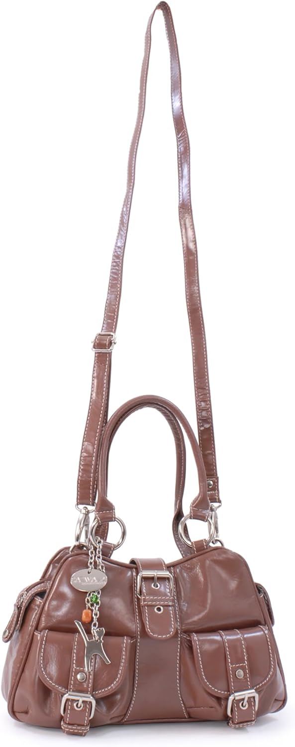 Catwalk Collection Handbags - Leder - Umhängetasche/Henkeltasche - Handtasche mit Schultergurt/Schul
