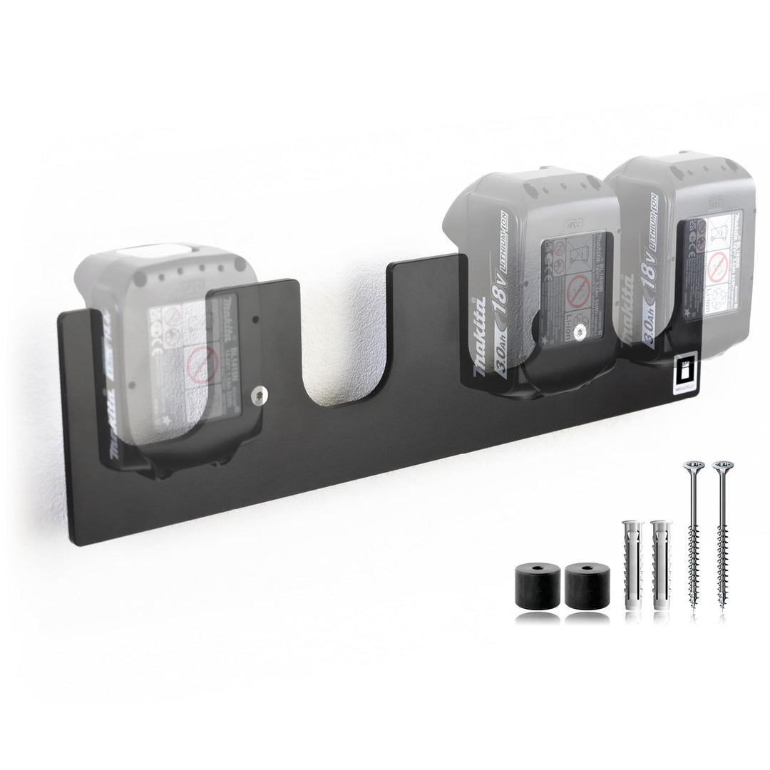 TAKE&GO Wandhalterung für 4x Makita Akkus 14,4 V / 18 V LXT – einzigartiges Design für platzsparende