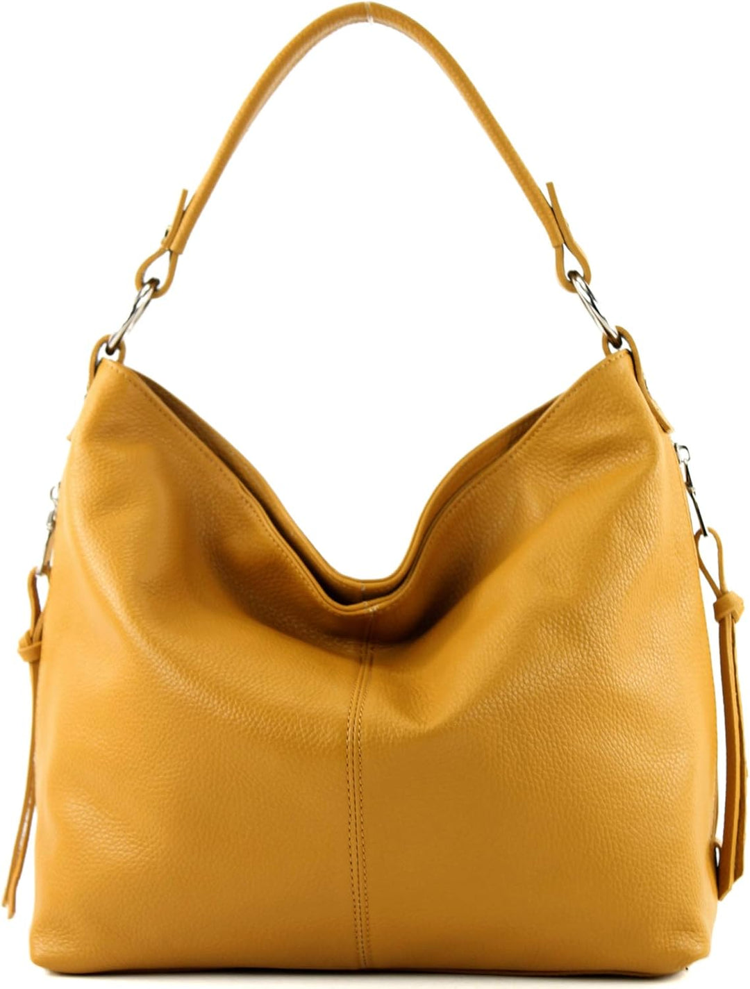 modamoda de Damen Schultertasche, Leder T160 Senfgelb, Senfgelb