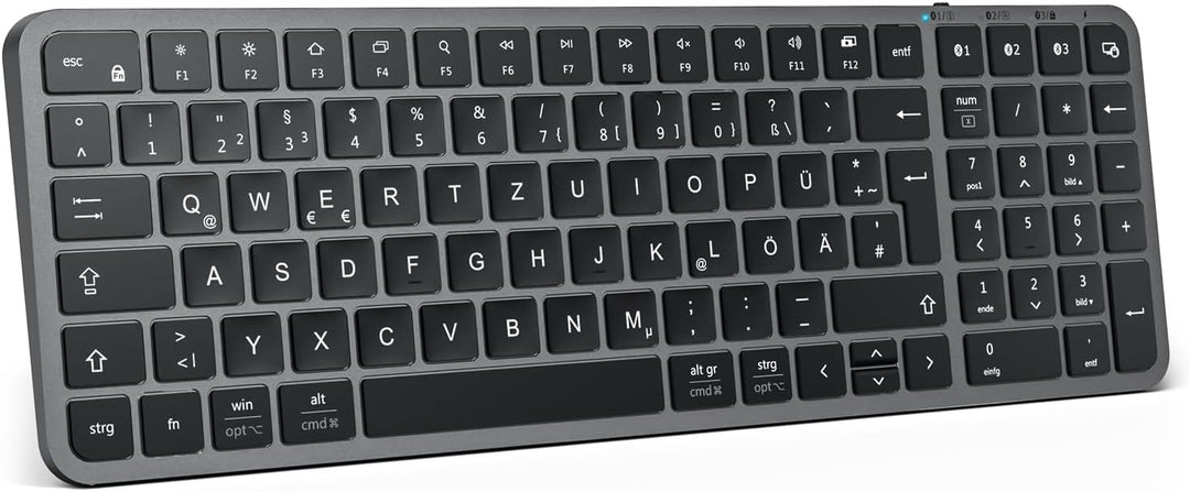 iClever Bluetooth Tastatur Mac，kabellose Multi-Device Tastatur mit Easy-Switch für bis zu 3 Geräte,