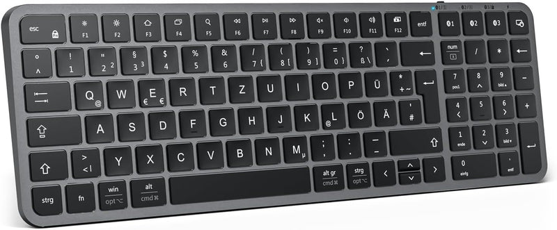 iClever Bluetooth Tastatur Mac，kabellose Multi-Device Tastatur mit Easy-Switch für bis zu 3 Geräte,