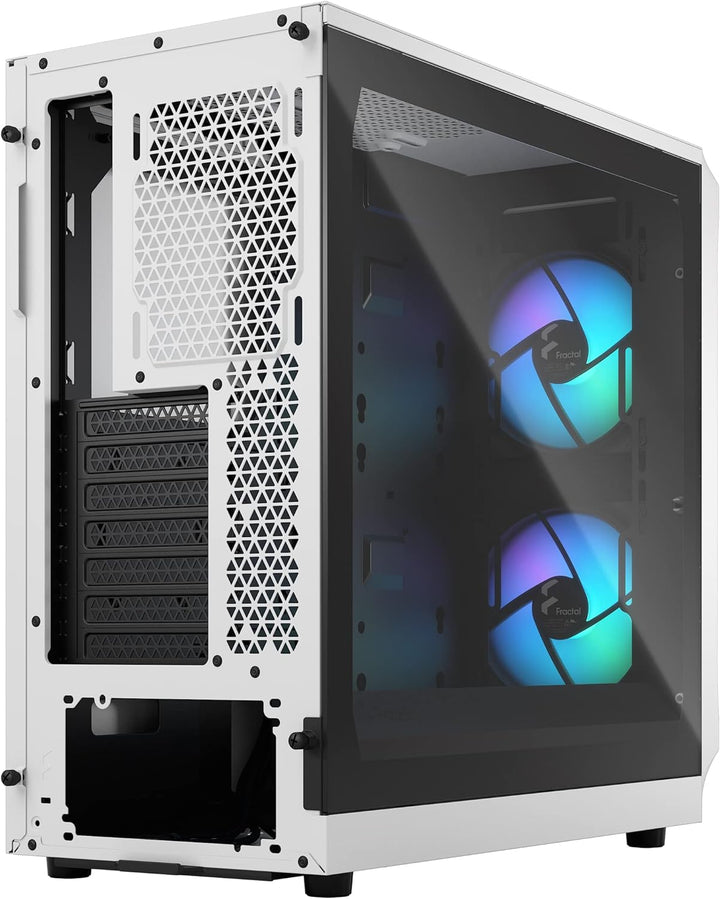 Fractal Design Focus 2 RGB White -Tempered Glass Clear Tint - Mesh Front – Two 140 mm RGB Aspect Fan