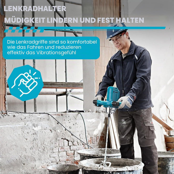 Akku Rührwerk für Farbe und Beton, Kompatibel mit Makita 18V Akku, Elektrischer Mörtelrührer mit 6 G