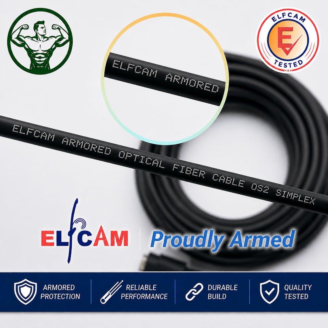 Elfcam® - 40m Gepanzerte Glasfaser-Kabel LC/APC auf SC/APC Simplex Singlemode, 9/125µm OS2, FTTH LWL