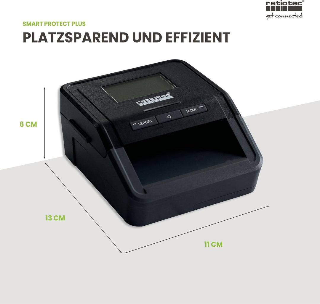 ratiotec Banknotenprüfgerät Smart Protect Plus – automatisches Prüfgerät zur 100% Echtheitsprüfung v