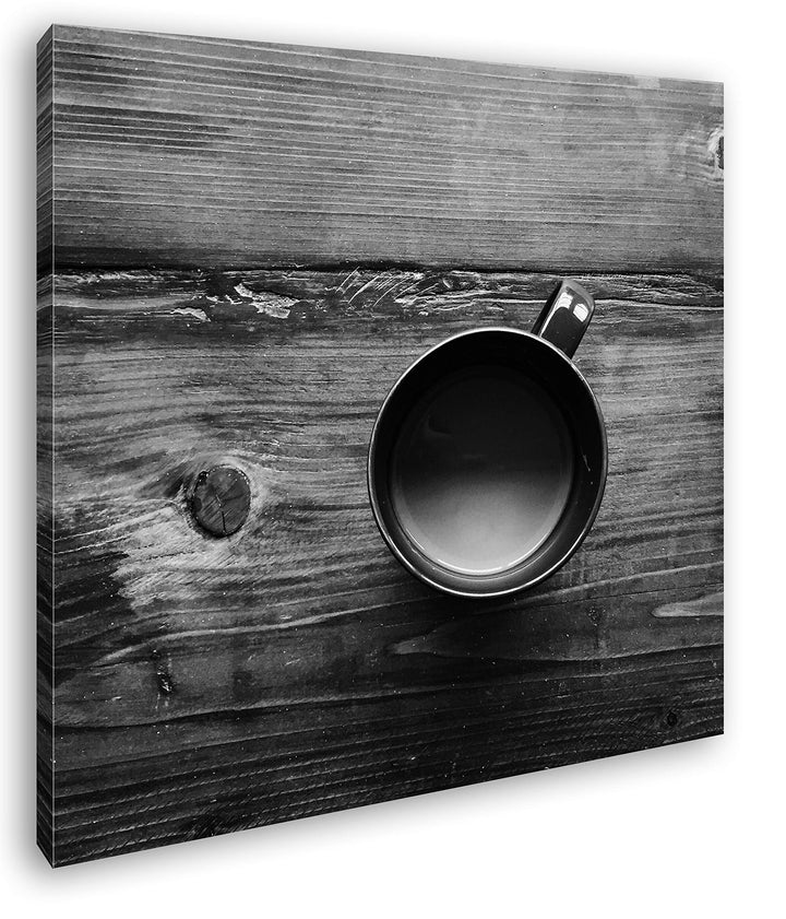 deyoli leckerer Kaffee auf Einem altem Holztisch Format: 60x60 Effekt: Schwarz&Weiss als Leinwandbil