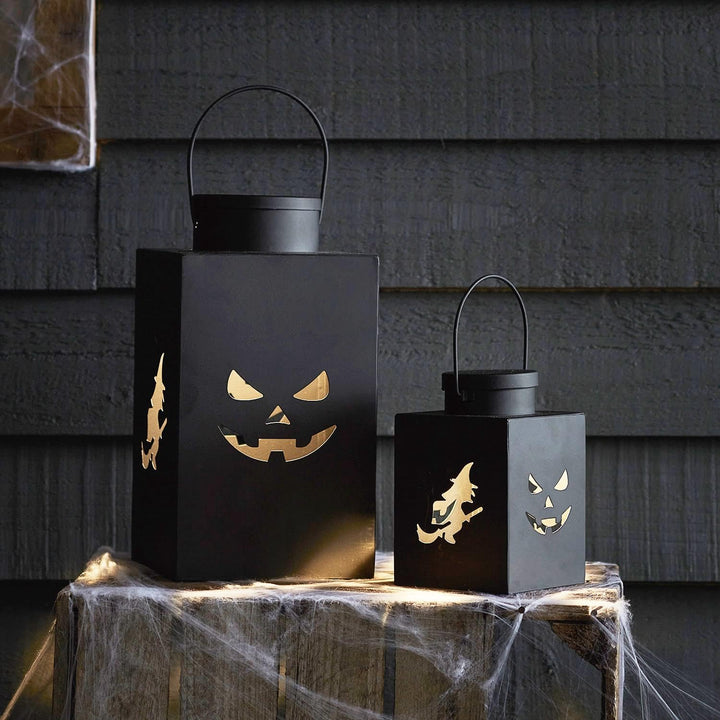 Lights4fun 2er Set LED Halloween Laternen Halloween Deko Aussen Timer batteriebetrieb Innen und Auss