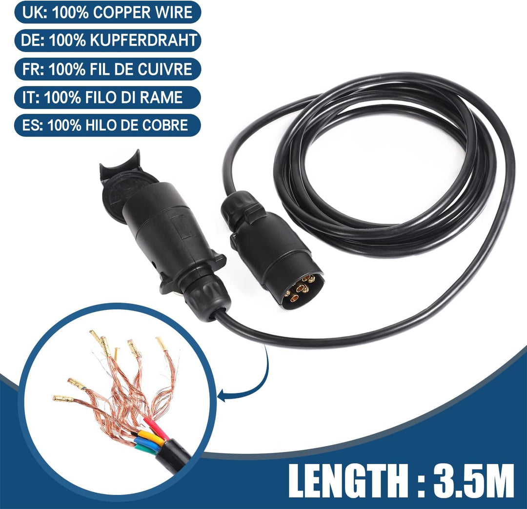 Anhänger Verlängerungskabel 7 Polig 3,5 Meter, 12V Anhänger Kabel Verlängerung 7 Polig, Anhängerkabe
