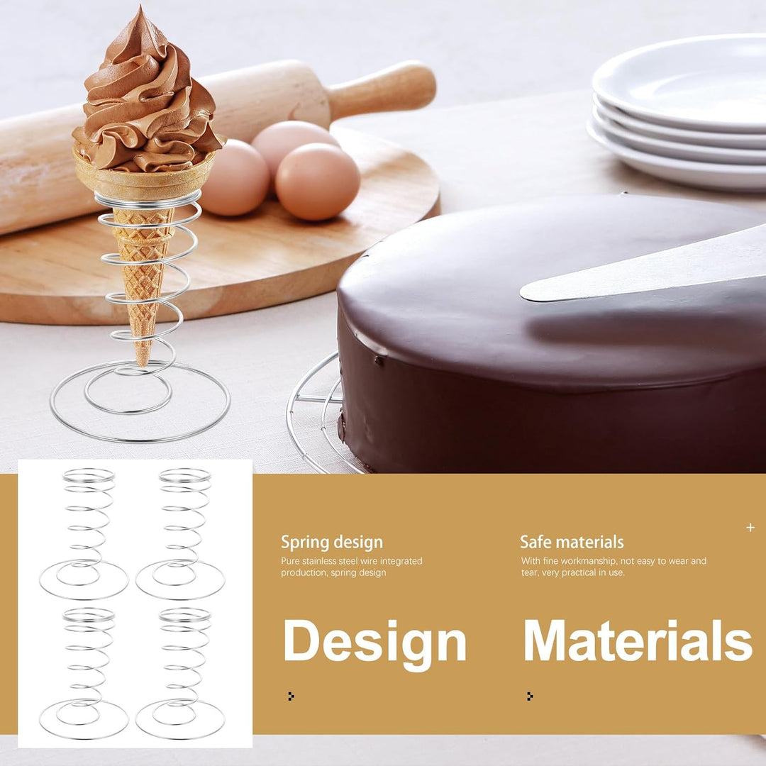 ULTECHNOVO Eistütenhalter Edelstahl 4 Stück Eiscreme-Präsentationsständer Kegelhalter Für Kuchen Und