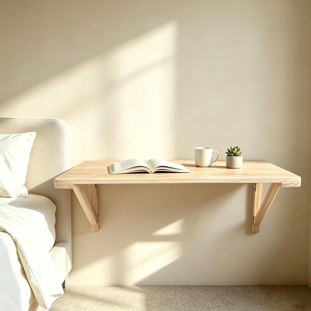Klapptisch Wand, Kleiner Wandtisch 80x50 cm, Wandklapptisch Aus Massivholz, Platzsparender Schwimmen
