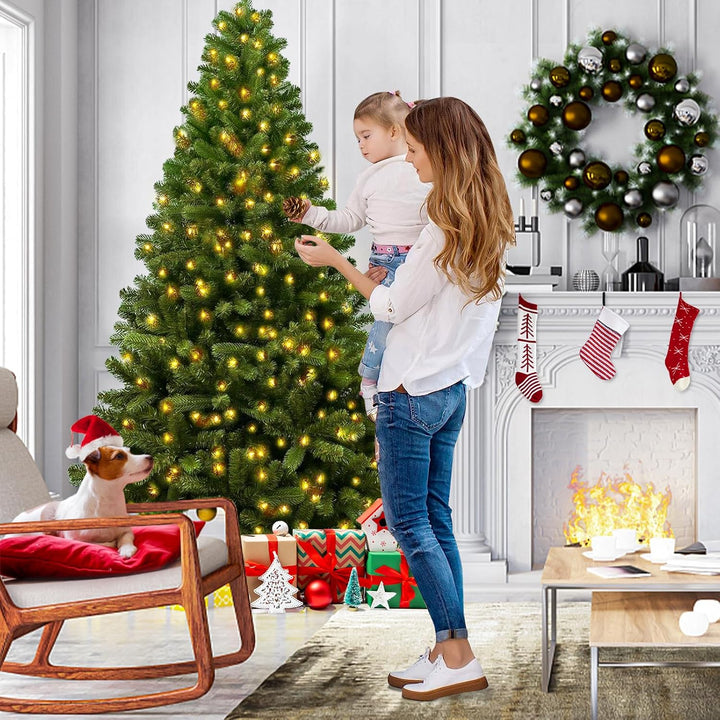 Künstlicher -Weihnachtsbaum mit 22 DIY Weihnachtsbaumschmuck,120cm Tannenbaum 300 Spitzen Metallstän