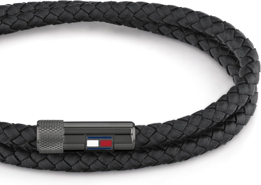 Tommy Hilfiger Jewelry Lederarmband für Herren verfügt über einen Magnetverschluss Black, Black