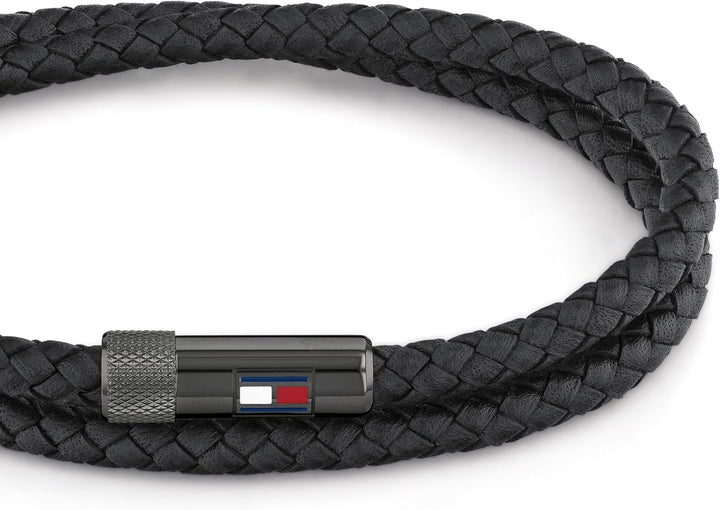 Tommy Hilfiger Jewelry Lederarmband für Herren verfügt über einen Magnetverschluss Black, Black