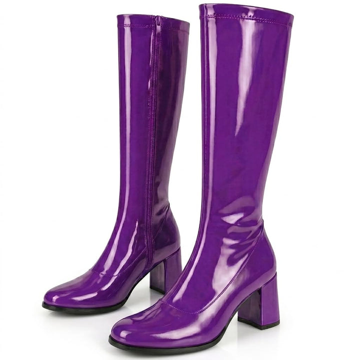 Damen-GoGo-Stiefel, 1960er/70er-Retro-Look, Grösse EU 36-47,5 36 EU Violett, 36 EU Violett
