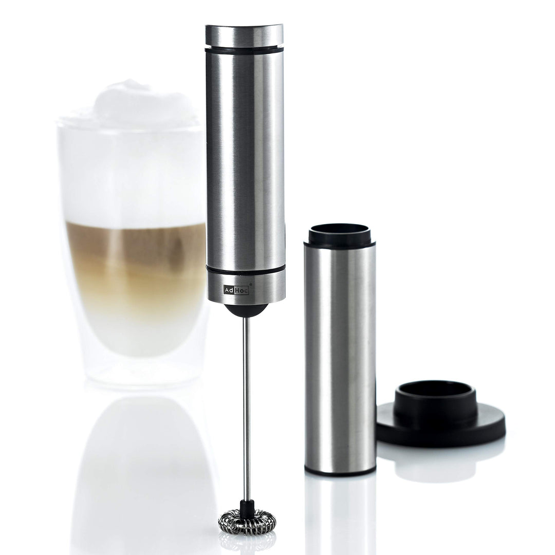 AdHoc MS10 Batteriebetriebener Milch- und Saucenschäumer RAPIDO mit Ständer, Edelstahl/Kunststoff Si