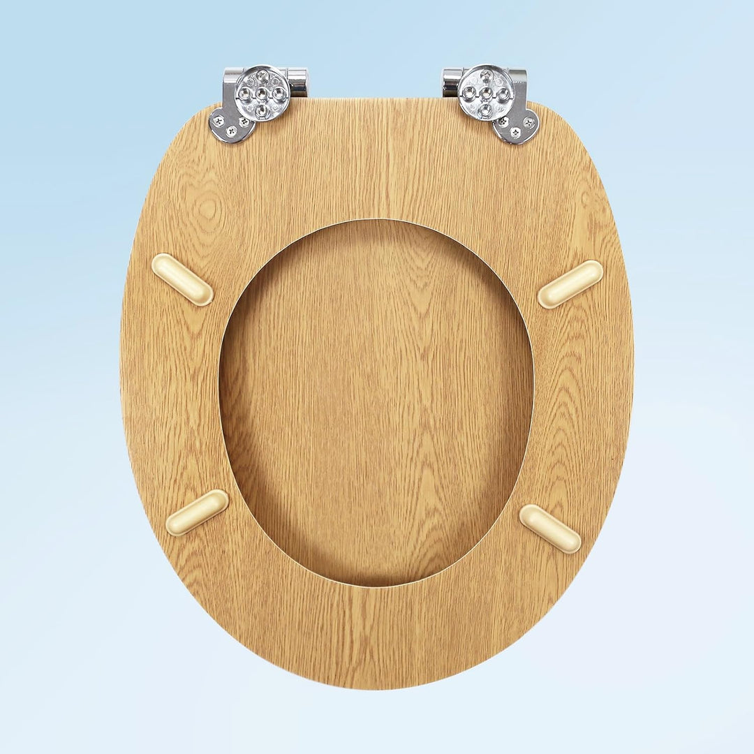 WC-Sitz mit Absenkautomatik, Toilettendeckel aus stabilem MDF-Holzkern, Verstellbare Scharniere aus