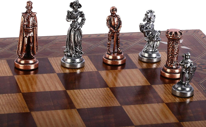 GiftHome Schach aus Kupfer für Erwachsene, mittelalterliche britische Armee, Antikoptik, handgeferti