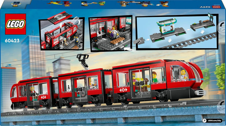 LEGO City Strassenbahn mit Haltestelle, Geschenkidee für Fans von Fahrzeug-Spielzeug ab 7 Jahren, mi