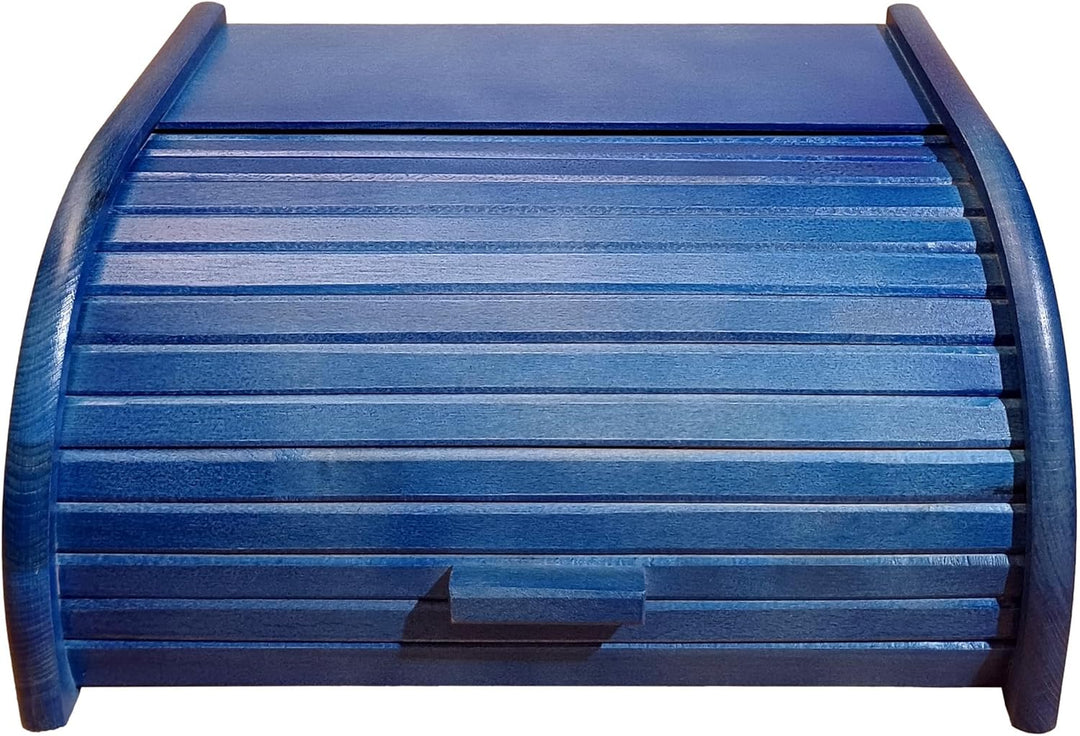 Brot-Box aus Holz, aufrollbar oder herunterklappbar, verschiedene Versionen erhältlich, holz, blau,