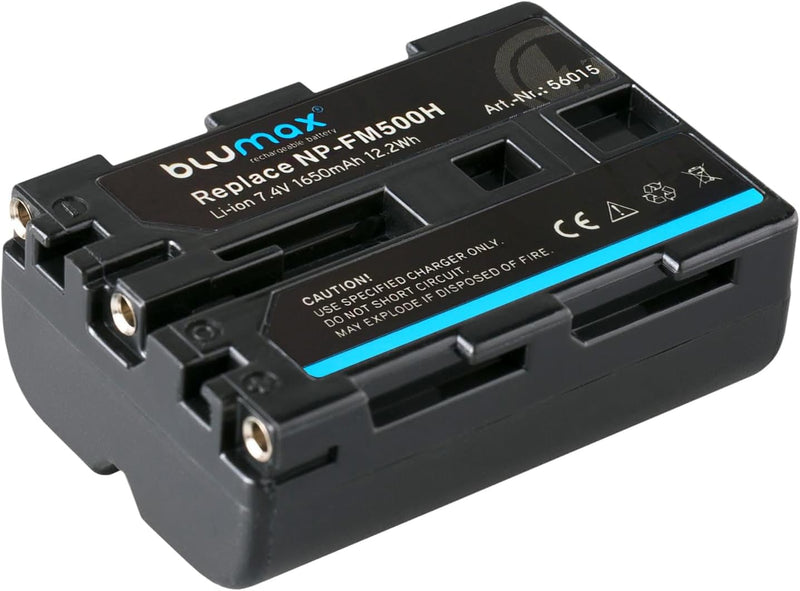 Blumax 2X NP-FM500H (1650mAh) Akku kompatibel mit Sony Alpha A57 A58 A65 A65V A68 A77 A77V A99 A99 I