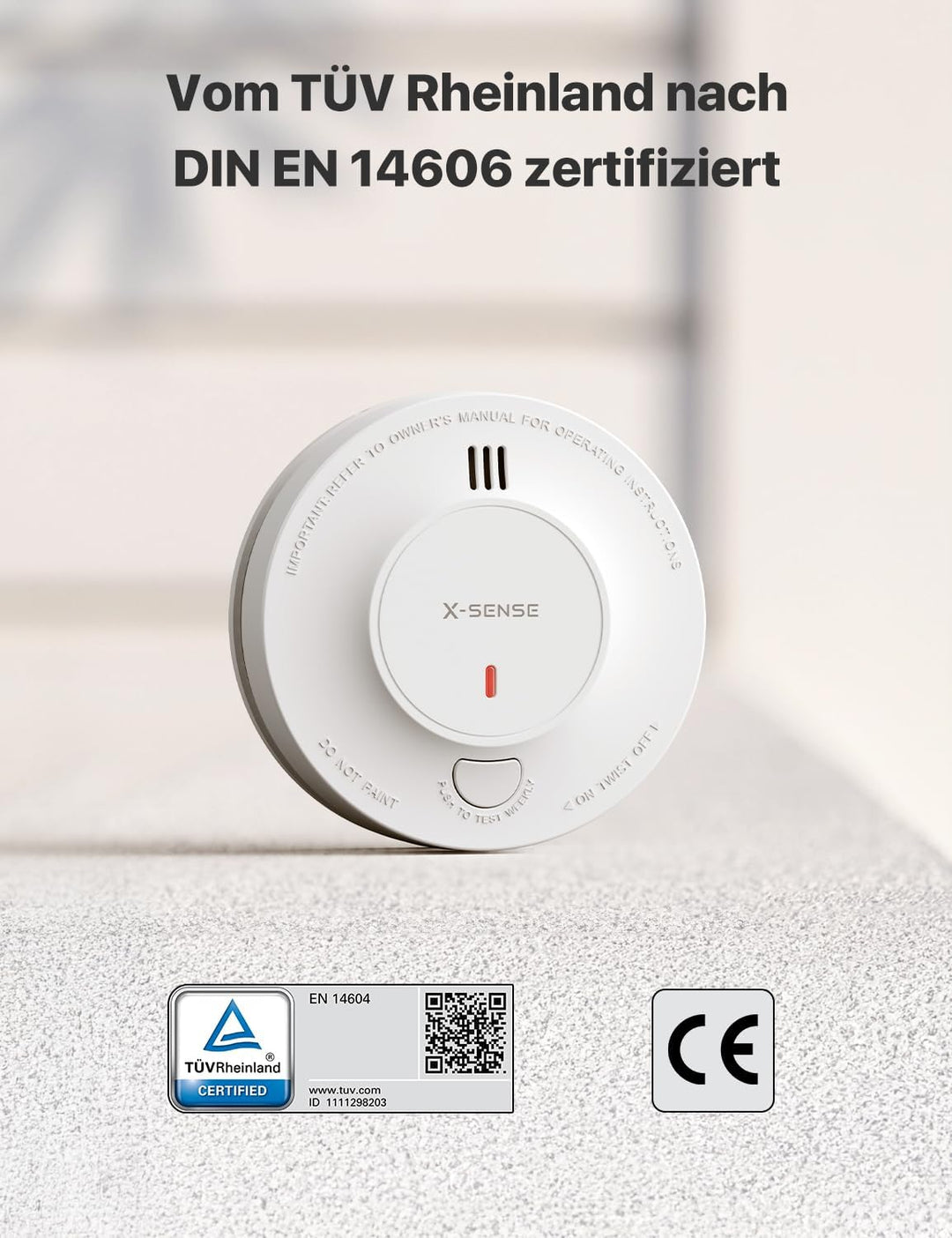 X-Sense Verbesserter Rauchmelder 10 Jahre Batterie, Feuermelder mit fotoelektrischem Sensor, EN14604