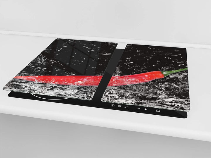 Küchenbrett aus Hartglas und Induktionskochplattenabdeckung – Schneideplatten SINGLE mit 60 x 52 cm