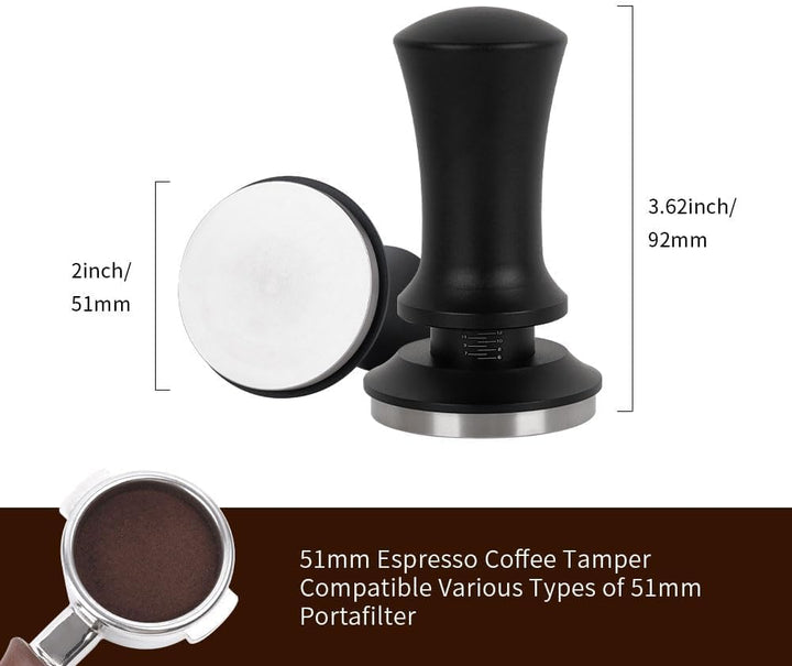 watchget 51 mm Espresso-Kaffee-Stampfer, federbelasteter Stampfer, Edelstahl, Barista, Espresso, Tam