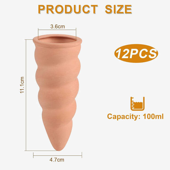 12 × 100ml Tonkegel Bewässerung Gewindetyp Pflanzen Bewässerungskegel Pflanzen Wasserspender Ton Aut
