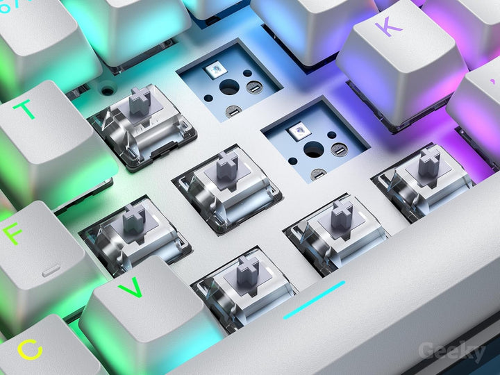 Geeky GK61 60% | Hot Swappable Mechanische Gaming-Tastatur | 62 Tasten Multi Color RGB LED Hintergru