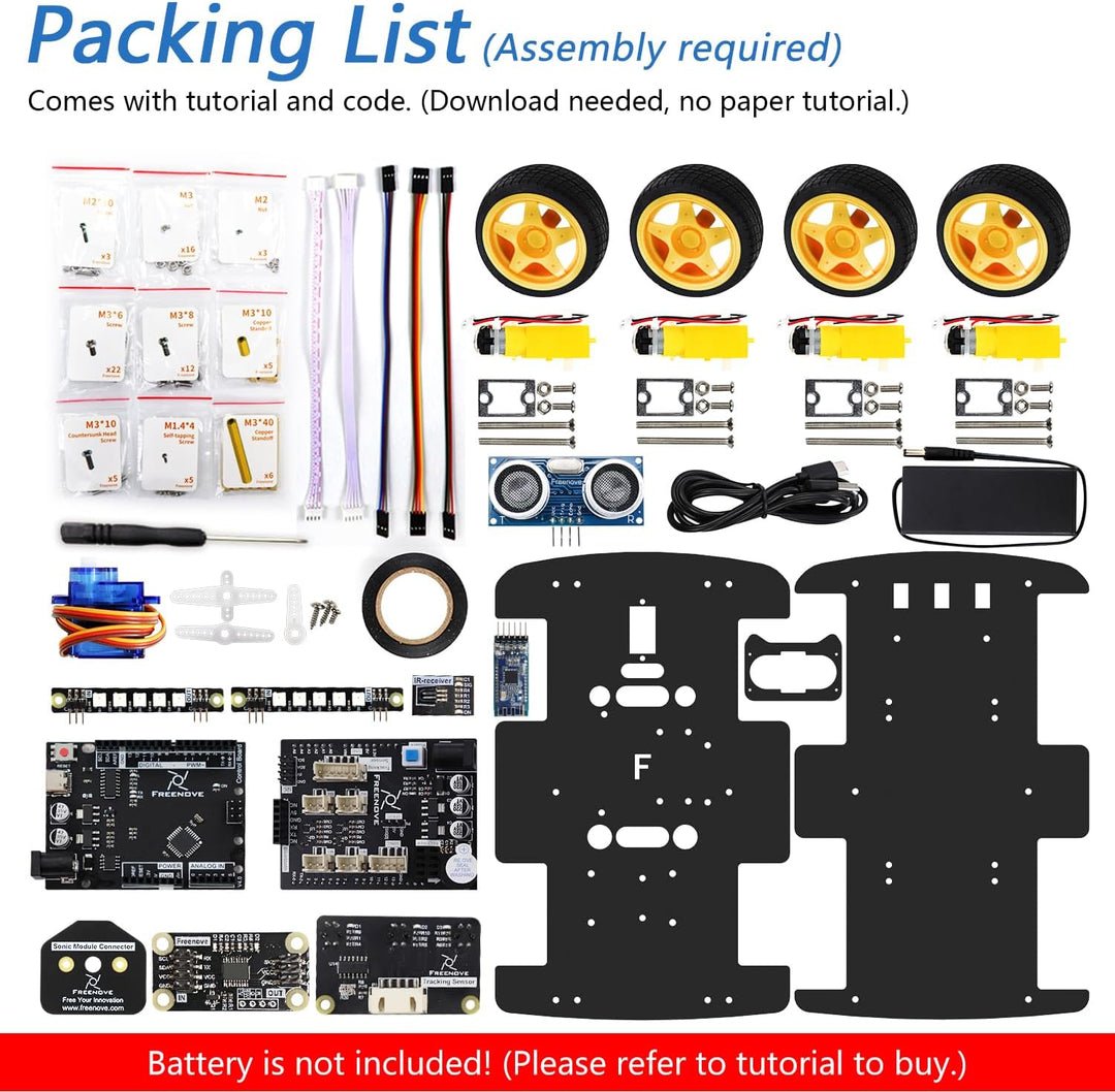 FREENOVE 4WD Car Kit (Compatible with Arduino IDE), Line Tracking, Obstacle Avoidance, Ultrasonic Se