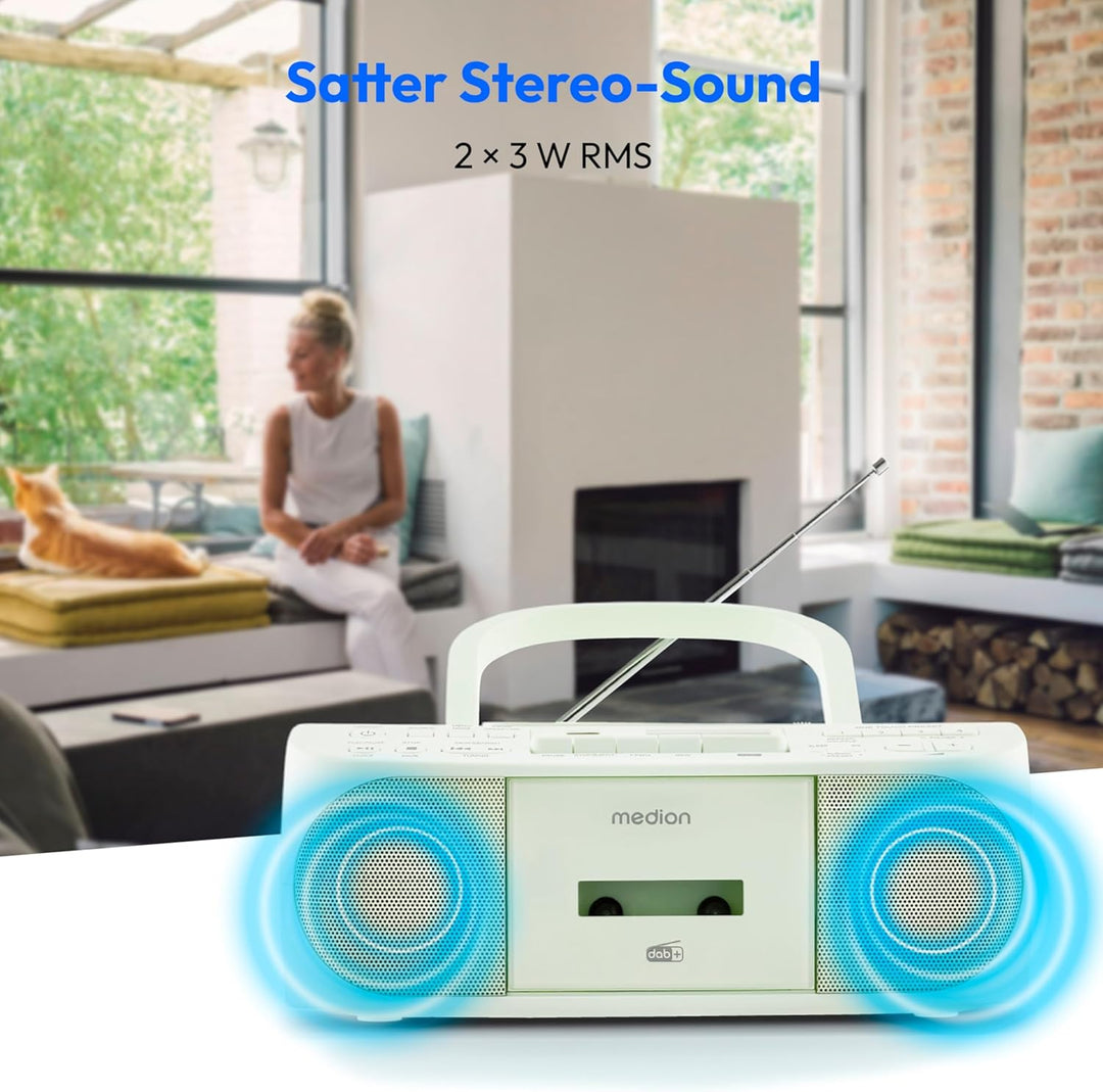 MEDION DRX-1 Plus Boombox (tragbares DAB+ UKW Radio, Bluetooth, CD-Player, MP3, Kassette, Kopfhörera