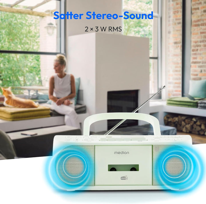 MEDION DRX-1 Plus Boombox (tragbares DAB+ UKW Radio, Bluetooth, CD-Player, MP3, Kassette, Kopfhörera